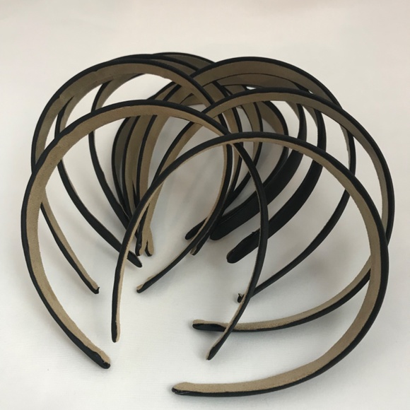 10 Pack Black Matte Satin Headbands, Bulk, Crafts, 2 Centimeters thick - Picture 3 of 8